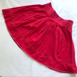 Red Circle Skirt with Wide Waist Band in Cotton
